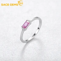 sace gems simple fashion s925 silver pink zircon elegant square ring boutique jewelry rings for women