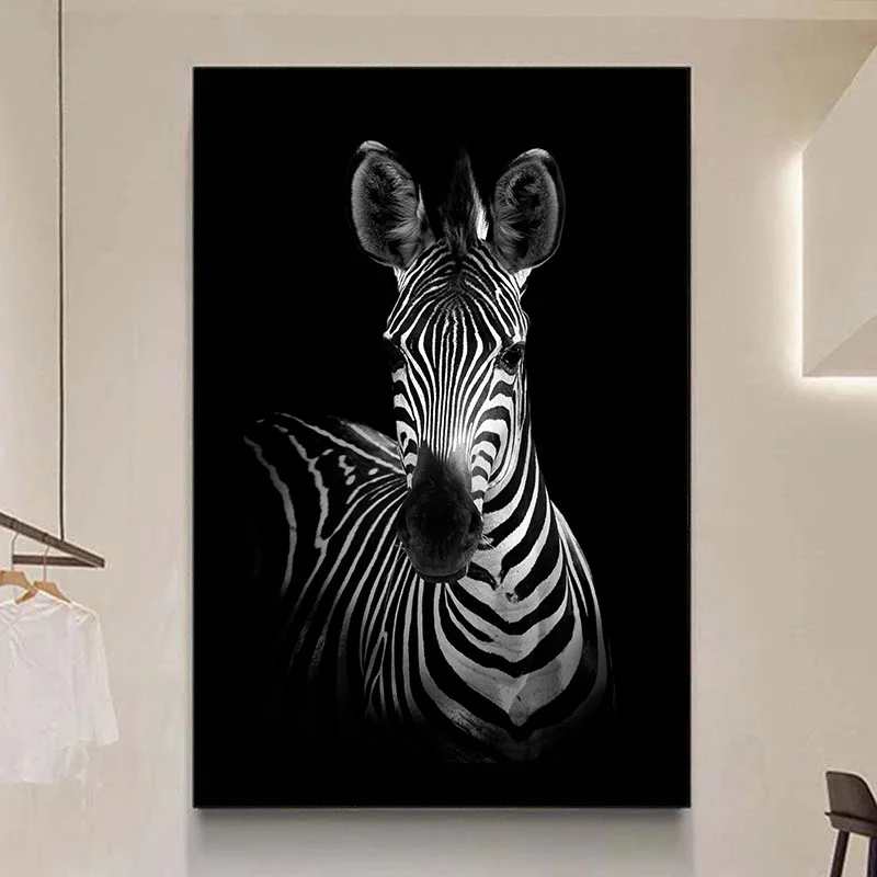 

Black and White Zebra Head Canvas Painting Wall Art Posters and Prints Animal Zebra Art Pictures for Living Room Home Decor
