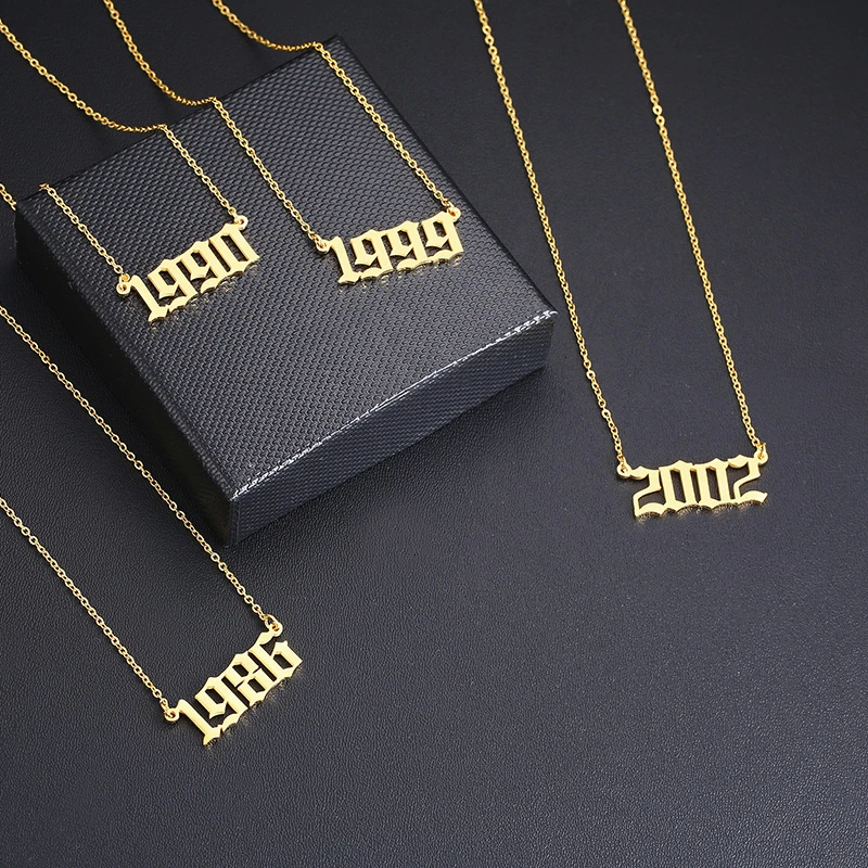 Vnox из нержавеющей стали год рождения ожерелье для женщин золотой тон чокер BFF