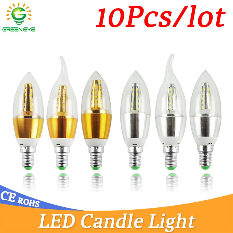 

10pcs LED Bulb Candle E14 9W 12W Golden Aluminum LED Bulb AC 220V Led Lamp Cool Warm White Lampada Bombillas Lumiere Lampara