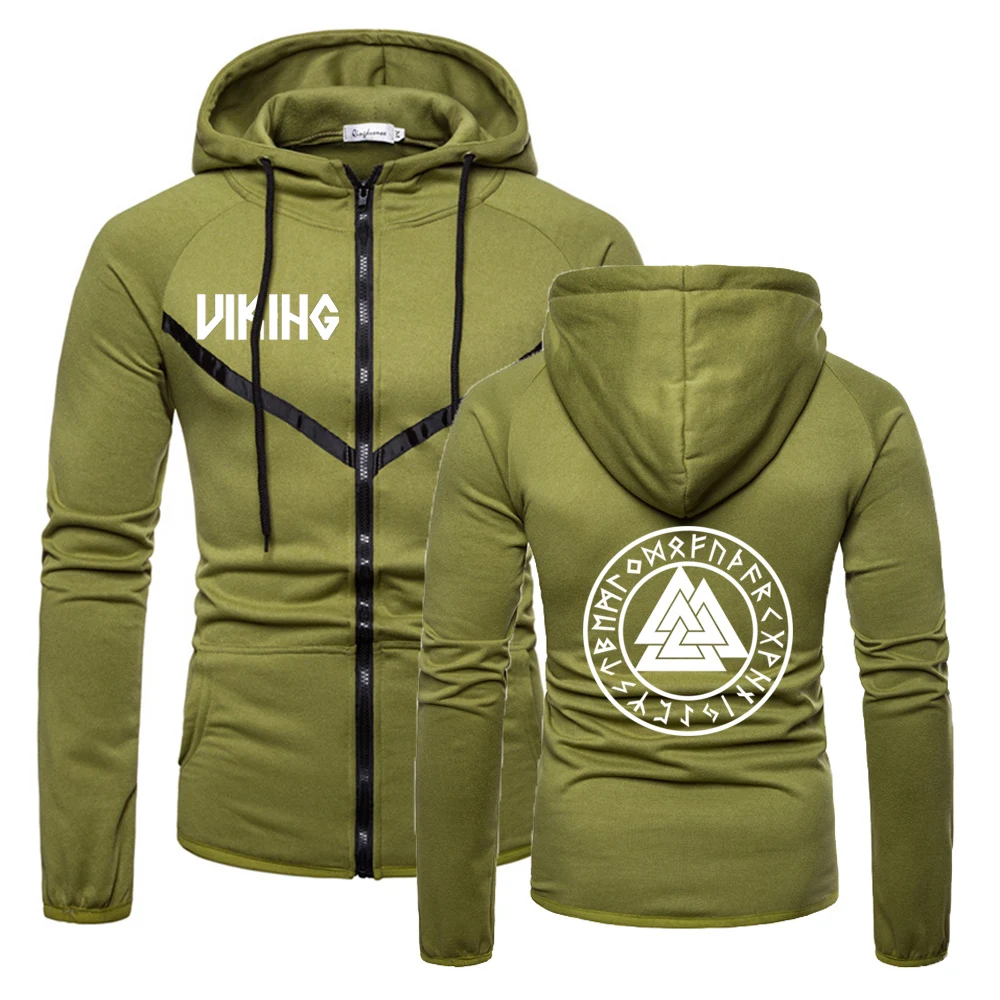 

New Men Odin Viking Valhalla Quality Comfortable Hoodie Fitness Solid Color Muscle Outwear Zipper Sport Sweatshirt