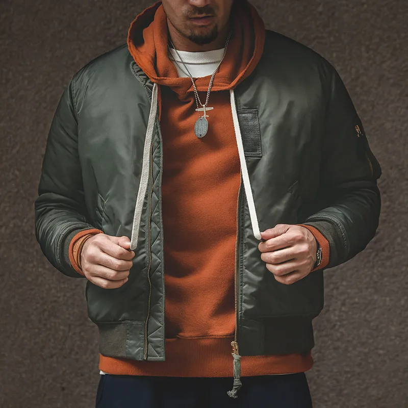 

Casual Thick MA-1 Men Jackets Green Military Flight Bomber Tank Coat Vintage Coats Monocycle Jacket Collar Men Clothing