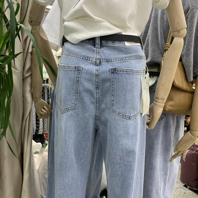 

Korean Fashion High Waist Ripped Jeans for Women Casual Loose Hole Denim Flare Pants Women 2021 New Mujer Trousers
