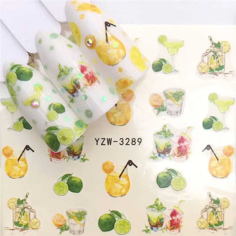 

Stickers for Nails Lemon Fruit Juice DIY Water Sliders Manicure Decor Watercolor Nail Art Accessories Cheap Nail Stickers