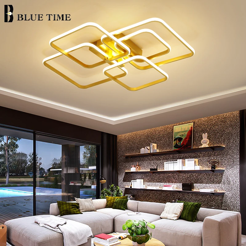 Gold Light Fixture Modern Led Ceiling Light for Living room Bedroom Dining room Kitchen Remote APP Control LED Chandelier Lamp