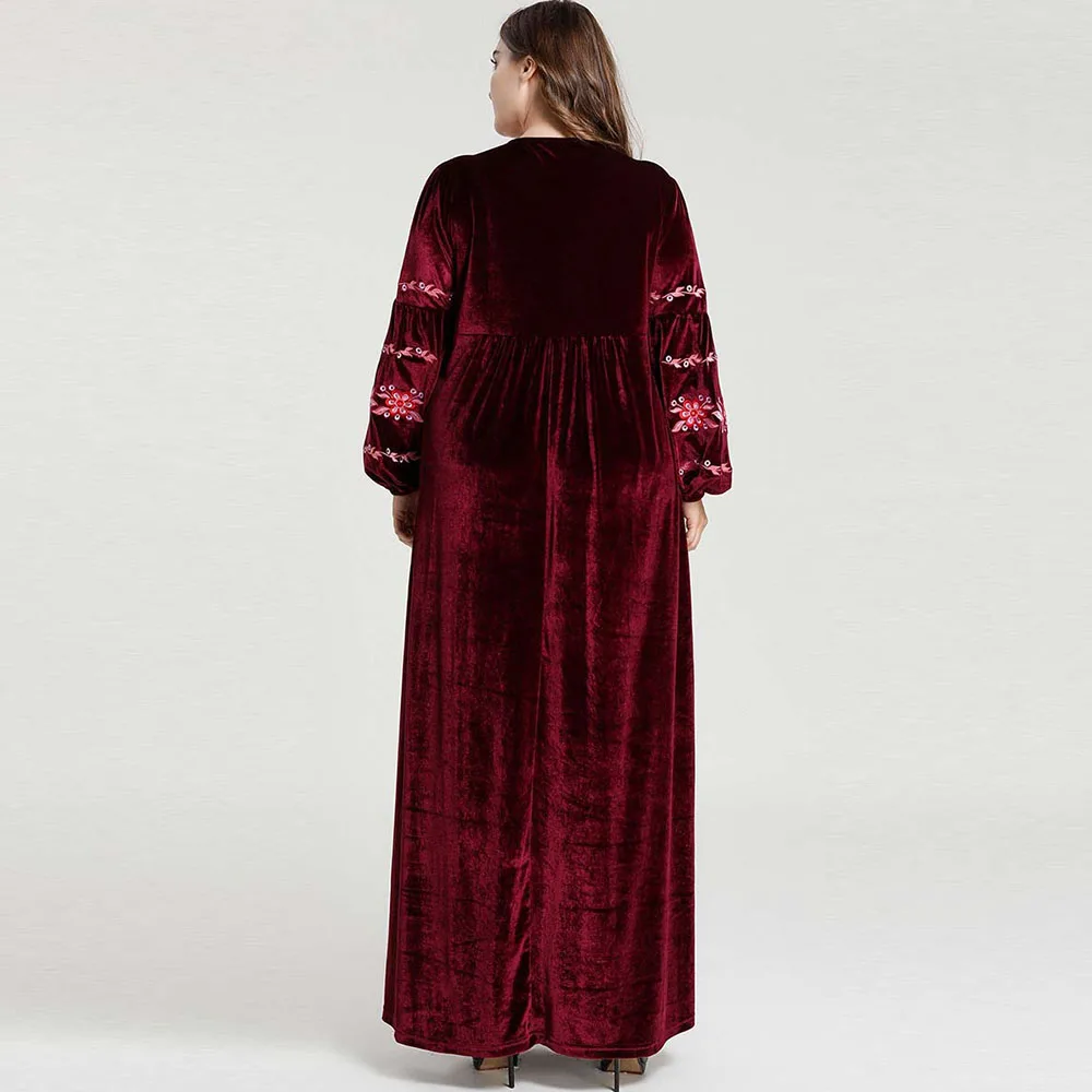 Мусульманское платье Abayas мусульманское с вышивкой длинные платья для женщин