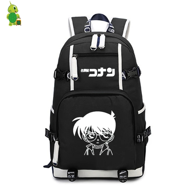Светящийся холщовый рюкзак с аниме-детективом Конаном школьные ранцы для