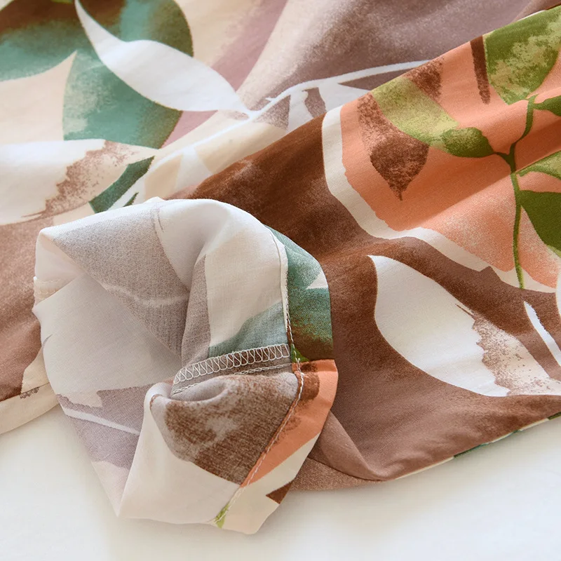 

New Spring And Summer Ladies Pajamas Two-piece Viscose Long-sleeved Trousers Big Flower Cardigan Comfortable Home Service Set