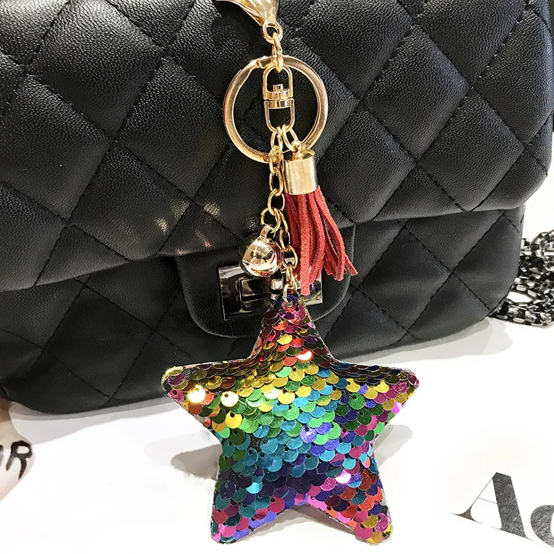 

Creative Pentagram Keychain Star Pendant Key Ring Five-pointed Star Key Chain Pentagram Keyring Fashion Shiny Trendy Gift New