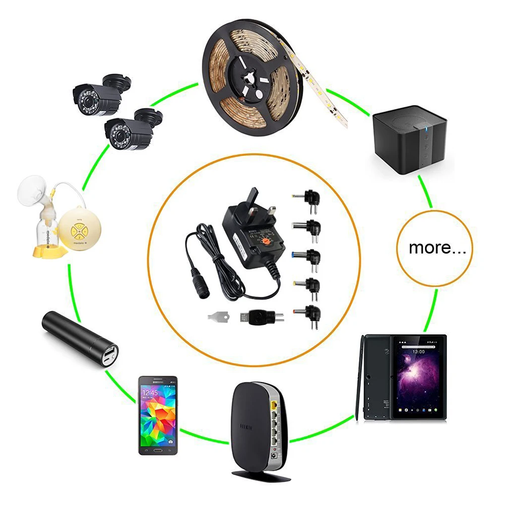 Адаптер источника питания переменного/постоянного тока 12 Вт Регулируемый