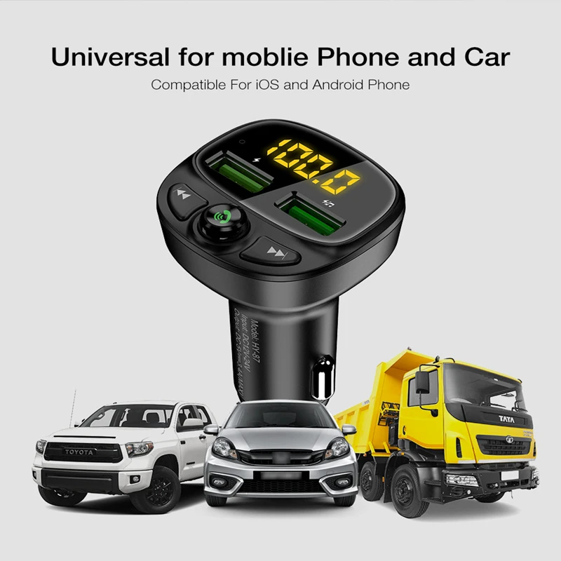 Автомобильное зарядное устройство для телефона 2 USB беспроводной Bluetooth