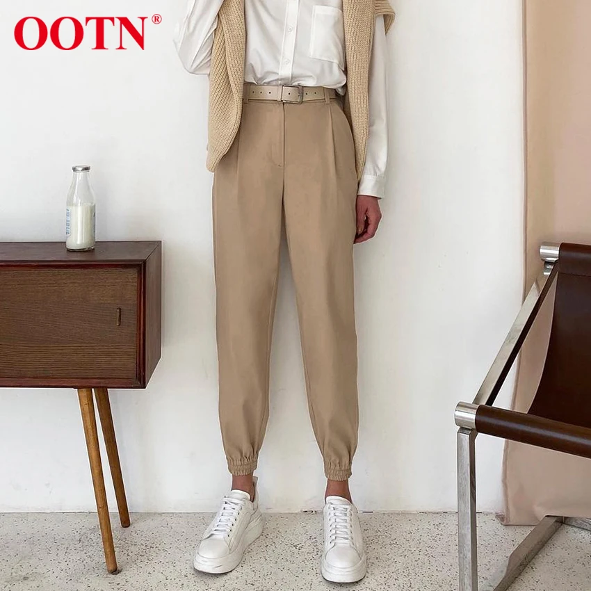 

Повседневные женские брюки в стиле хип-хоп OOTN, Осенние плиссированные брюки с высокой талией, корейские модные брюки на молнии, Женские одно...