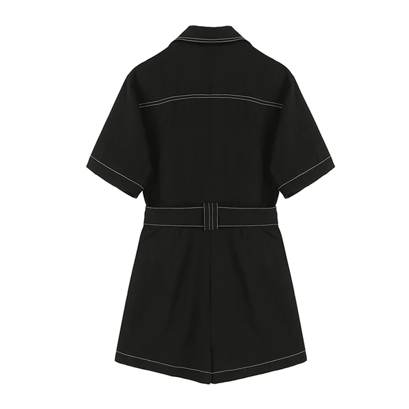 

Women Jumpsuit Shorts 2021 Summer Fashion Streetwear Fashion Lapel Short Sleeve High Waist Safari Style Rompers Shorts Mujer