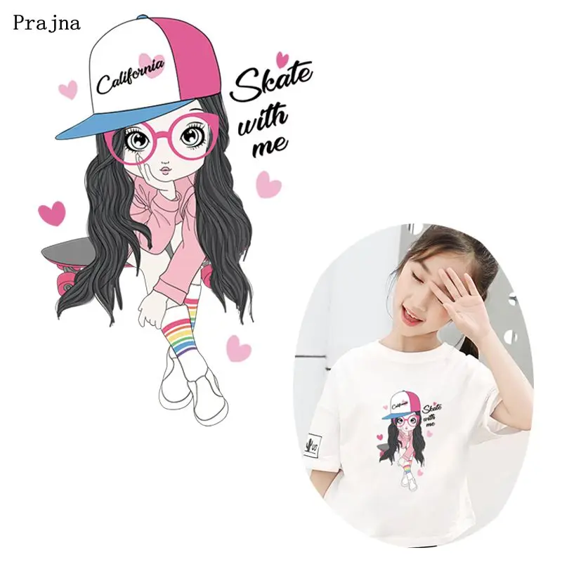 Prajna наклейки для скейтбординга с утюгом нашивки одежды милые Стикеры глажки
