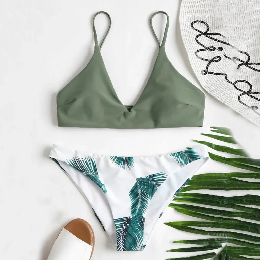 Женский купальник Леопардовый Гавайский принт пуш ап сексуальный бикини набор