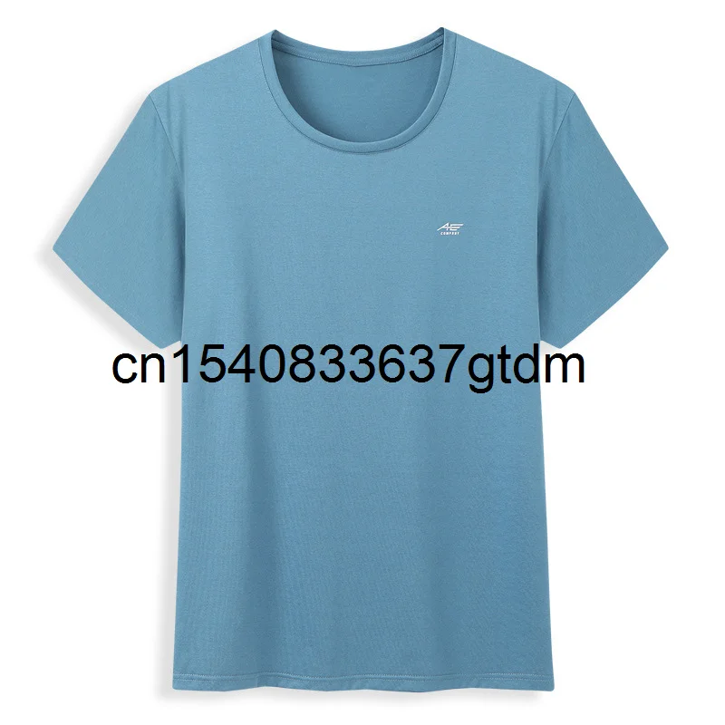 

2021 summer new men's fattening Plus Size Round Neck Long Sleeve T-Shirt fat man solid color versatile short sleeve T-shirt