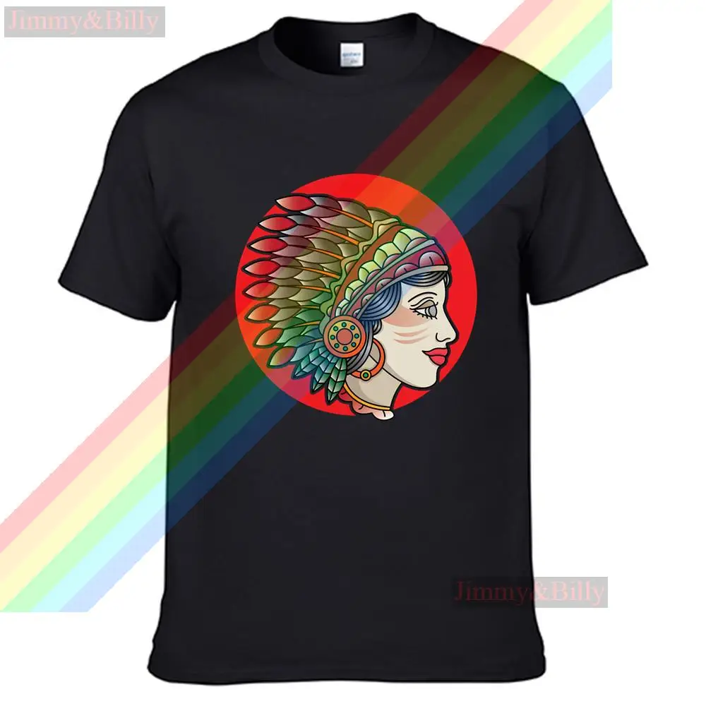

Indiana Woman Wearing A Beautiful Headdress Men Women Summer 100% Cotton Tees Male Newest Top Popular Normal Tee Shirts Unisex