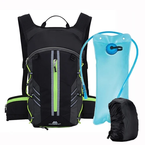 Green 2L rain cover Сумка для бега 10L велосипедный рюкзак Trail Cycling Marathon Run Рюкзак гидратация мужская сумка для воды Спортивная Бутылка велосипед назад жилет пакет - Цвет: Green 2L rain cover
