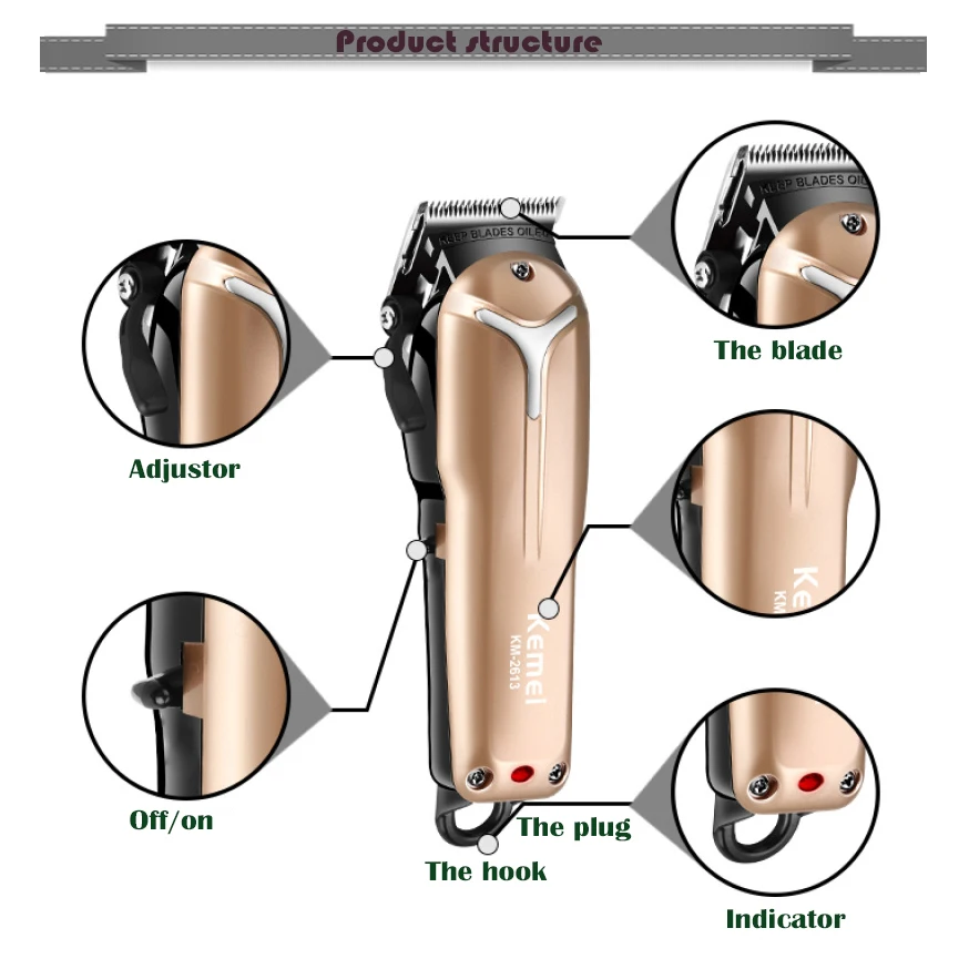 Профессиональная машинка для стрижки волос kemei электрический триммер мощная