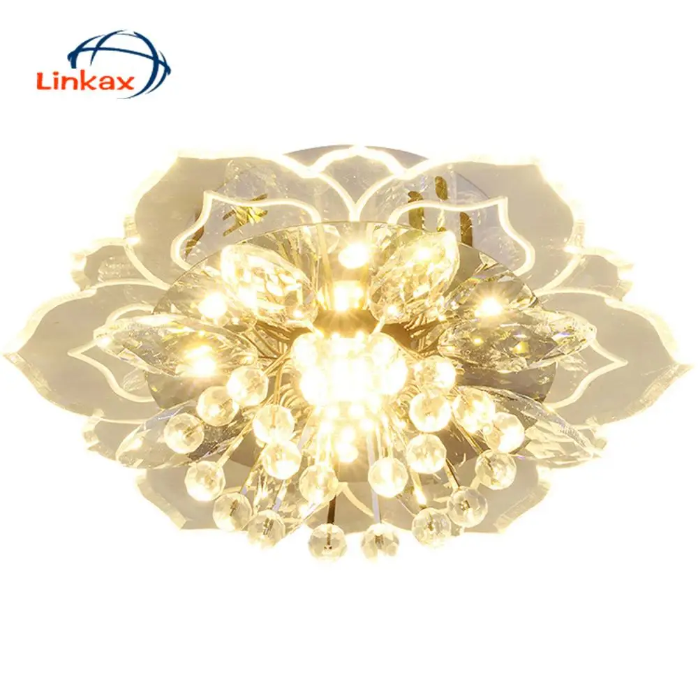 

Современный светодиодный потолочный светильник из хрустального стекла, цветная потолочная лампа в форме цветка, люминесцентное освещение ...