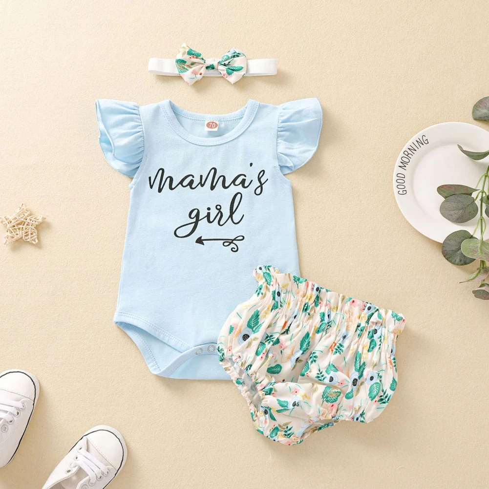 

Newborn Baby Girl Clothes Set Summer Girl Rompers Bodysuits+Pants+Headband 3Pcs Jumpsuit Casual Clothes Infant New Born Clothes