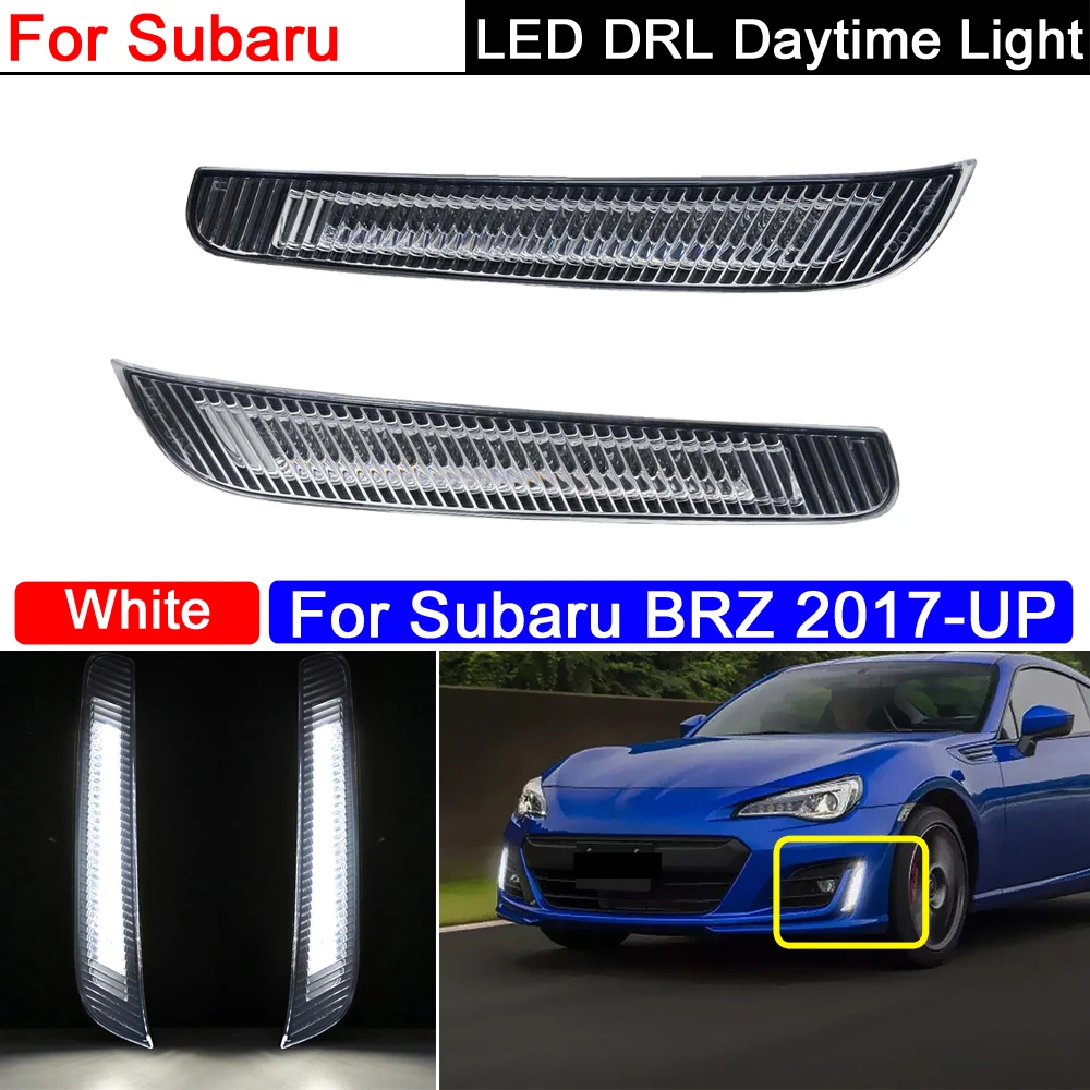2Pcs lights For Subaru BRZ 2017-2021 Car Front Bumper LED DRL LED Daytime Running Lights White Light Waterproof