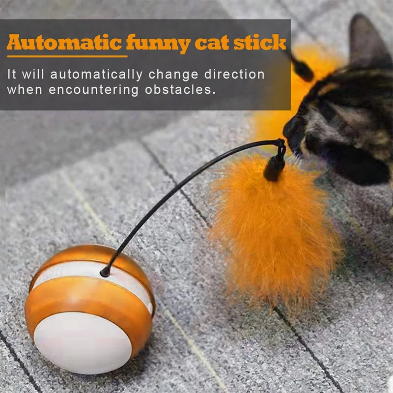 

Interactive Cat Toy Tumbler Ball Colorful Feather Rod Rregular Running Two Mode LED Light Flashing Safe Material Sounds Pet Toys