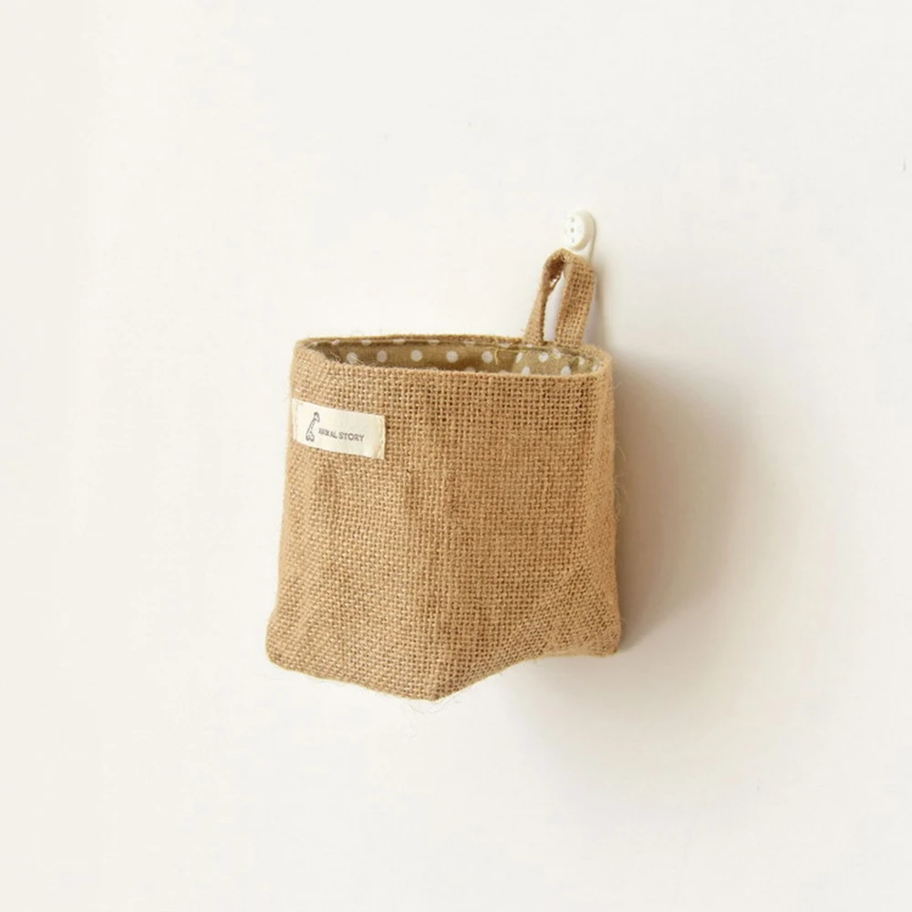 Джутовая настенная многофункциональная корзина для хранения подвесная сумка