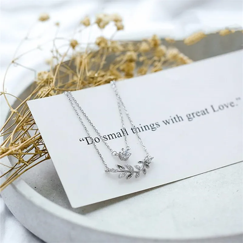 Женское Двухслойное ожерелье до ключиц серебро 925 пробы|Ожерелья| |