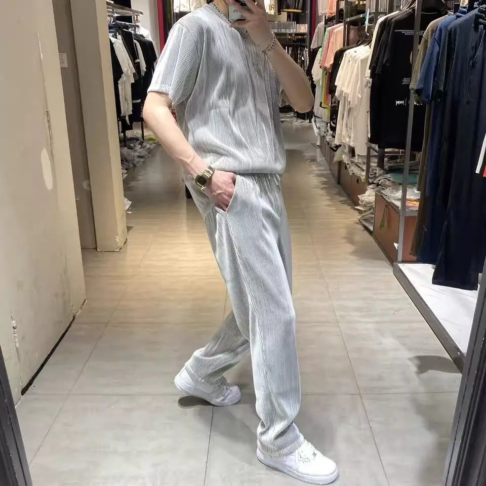 

Thin T-shirt set men's and women's fashion casual set 2021 summer new two-piece set men's