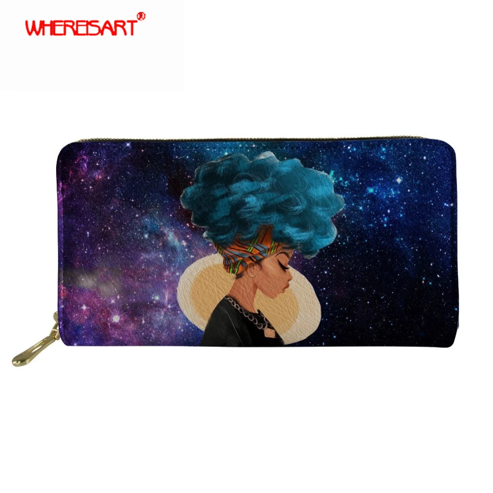 

WHEREISART Vintage Women Coin Pouch Bags African Girls Black Women Pattern Multi-functional Cards Wallet for Female Purse Trendy