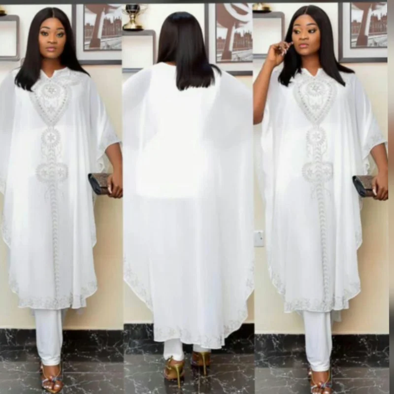 Африканская одежда для женщин летние африканские женские белые синие комплекты