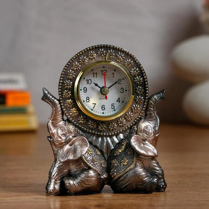 Часы настольные &quotСлоны&quot d=5.5 см 1 АА дискретный ход 5060055 | Дом и сад