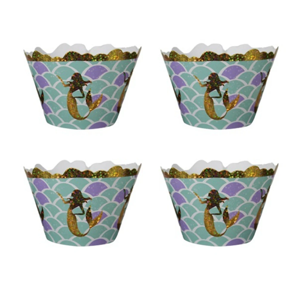 12 шт./компл. обертки для капкейков с принтом русалки будущей матери