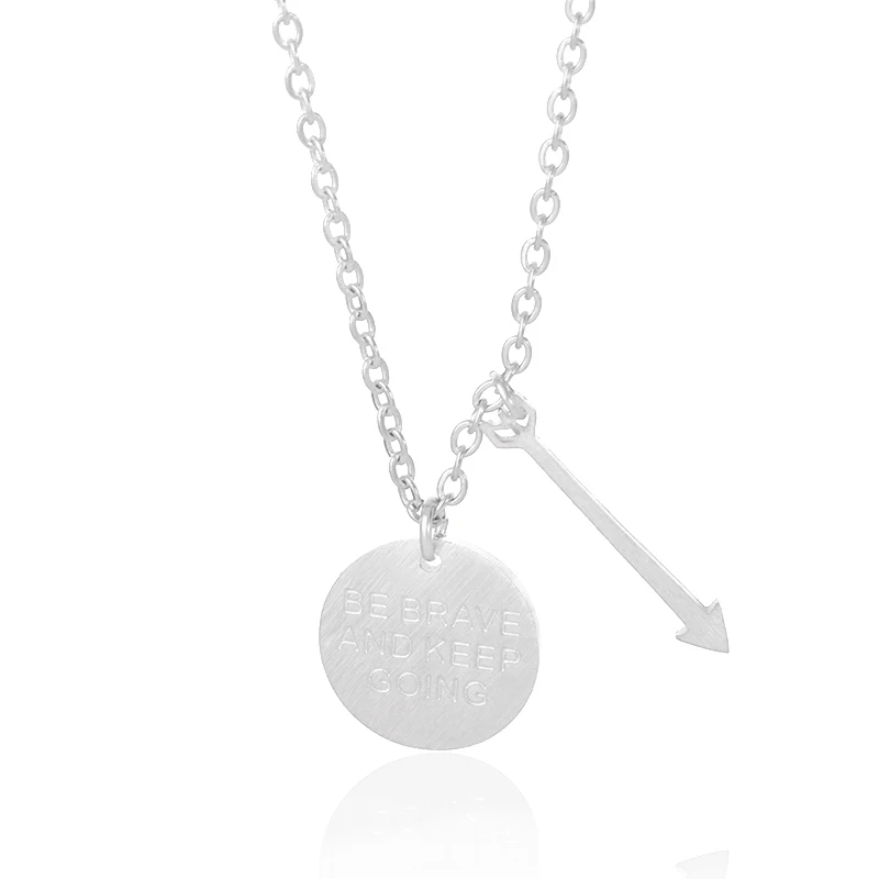 Модное ожерелье с надписью для пары гравировкой Be Brave And Keep Going подвеска диском и