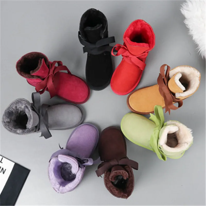 Теплые женские сапоги из натуральной кожи на толстом плюше зимние обувь до