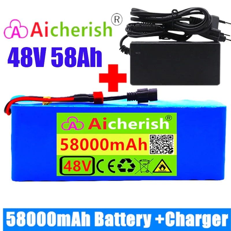 

48V Electric Bicycle 18650 1000W 13S3P 58000mAh Li-Ion 54.6V Electric Scooter Battery Pack Suitable BMS + Charger