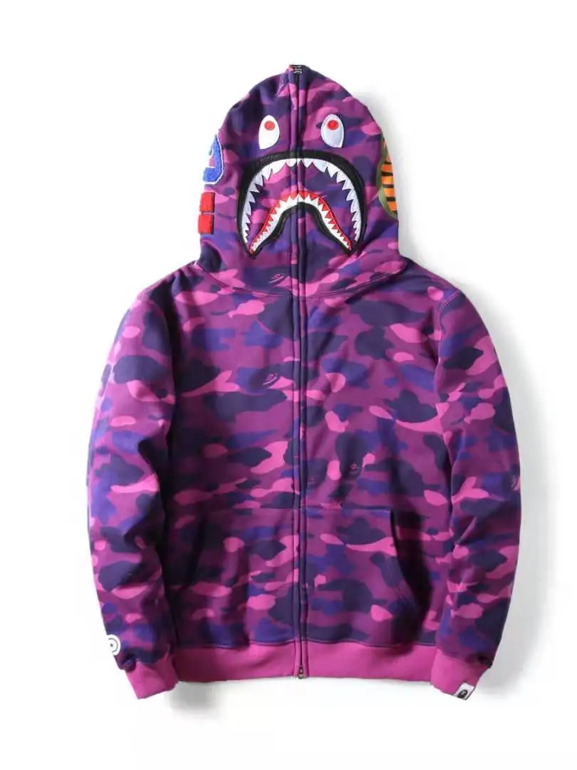 

Осенне-зимний Камуфляжный кардиган с вышивкой и капюшоном в виде акулы