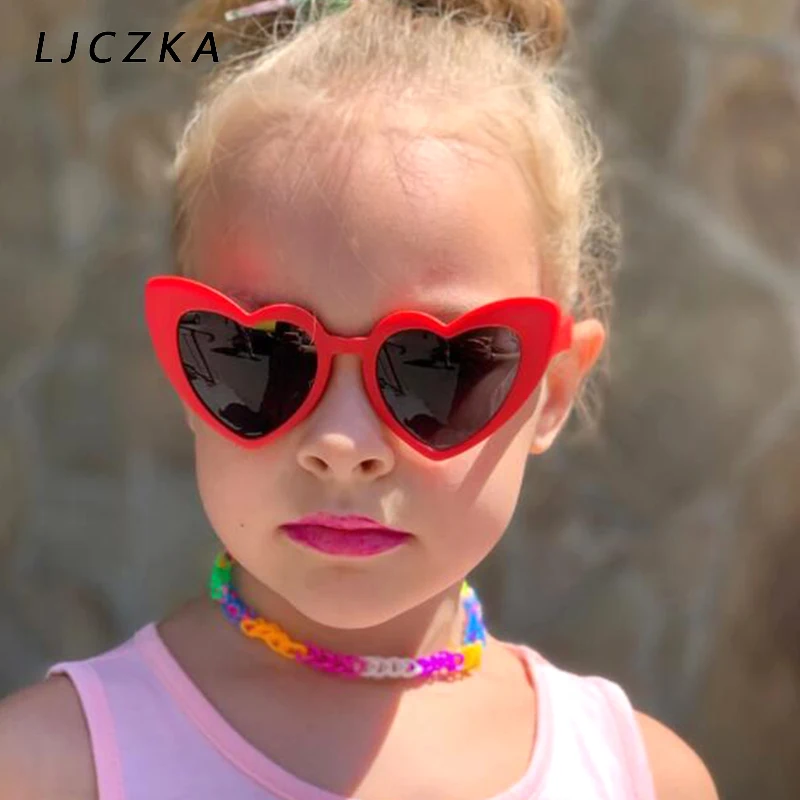 

LJCZKA Baby Polarized Sunglasses For Children Lovely Heart Shape TR90 Red Flexible Frame Sun Glasses Kids uv400 lentes de sol
