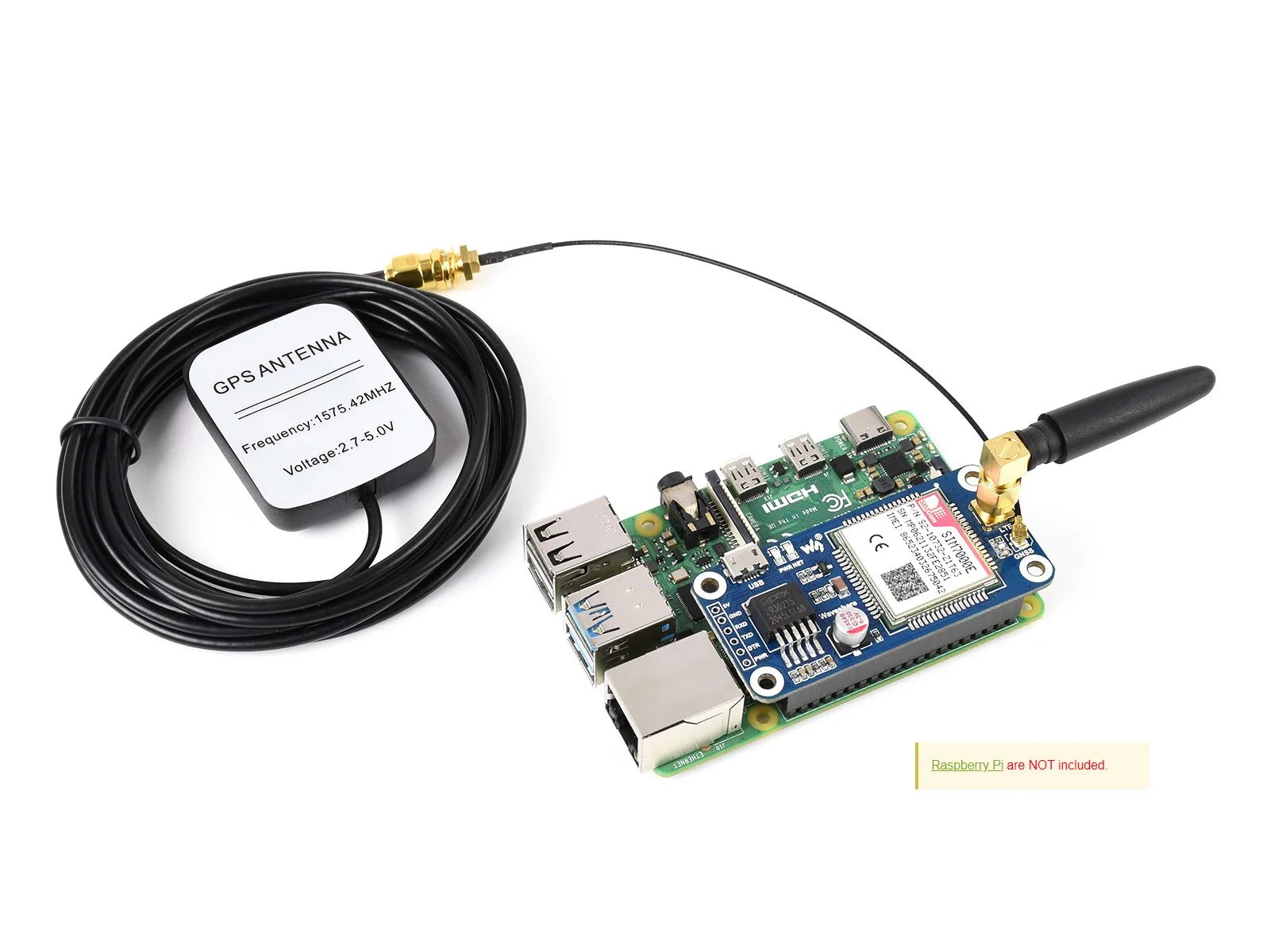 Шляпа Waveshare SIM7000E NB-IoT / Cat-M / EDGE / GPRS для Raspberry Pi, GNSS, для Европы, Африки, Австралии, Юго-Восточной Азии Шляпа Waveshare SIM7000E NB-IoT / Cat-M / EDGE / GPRS для Raspberry Pi, GNSS, для Европы, Африки, Австралии, Юго-Восточной Азии