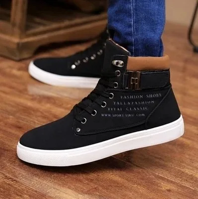 

LEOSOXS 2020 Hot Men Shoes Fashion Autumn Winter Men Leather Footwear For Man New High Top Canvas Casual Shoes Men Sneakers