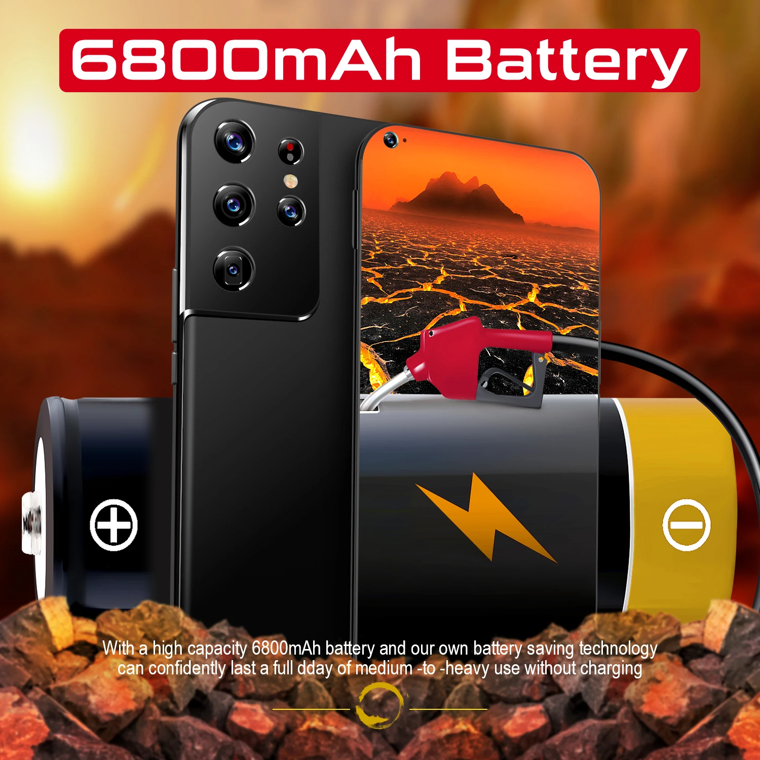 S21 Ultra-Tel&eacute;fono M&oacute;vil Inteligente, smartphone con pantalla de 7,3 pulgadas, 24 + 48MP, Android 10 Core, MTK6889, SIM Dual, 4G, LTE, 5G, 6800mAh-3