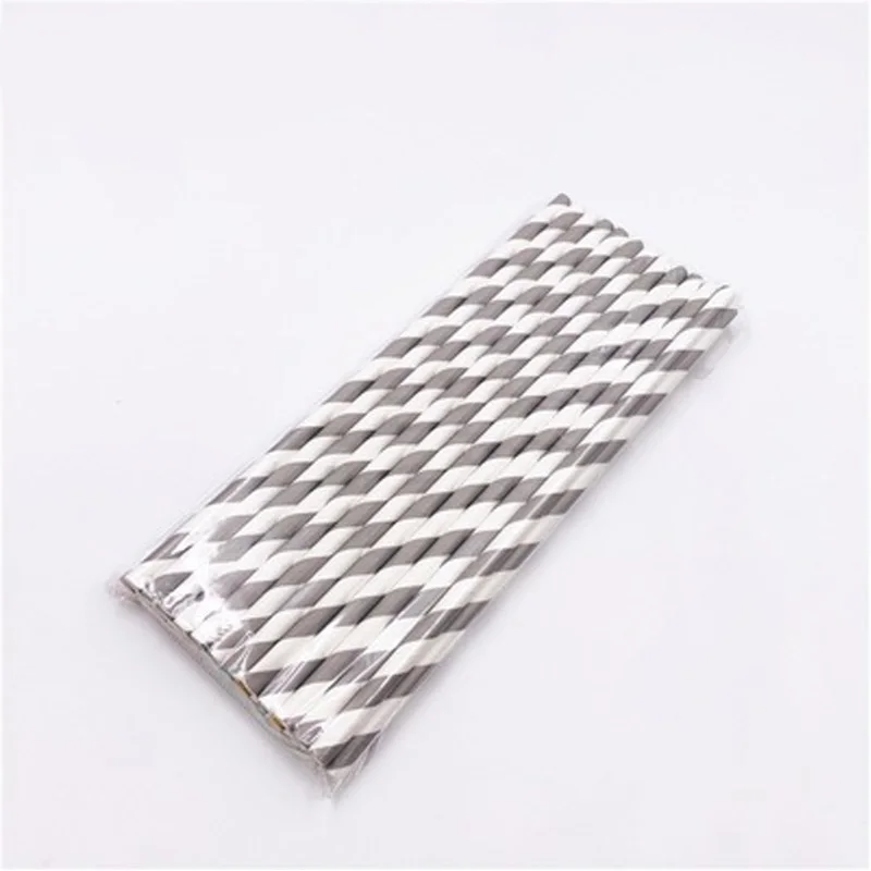 Одноразовые straws25Pcs Еда класс Бумага одноразовая трубочка для питья полосатая