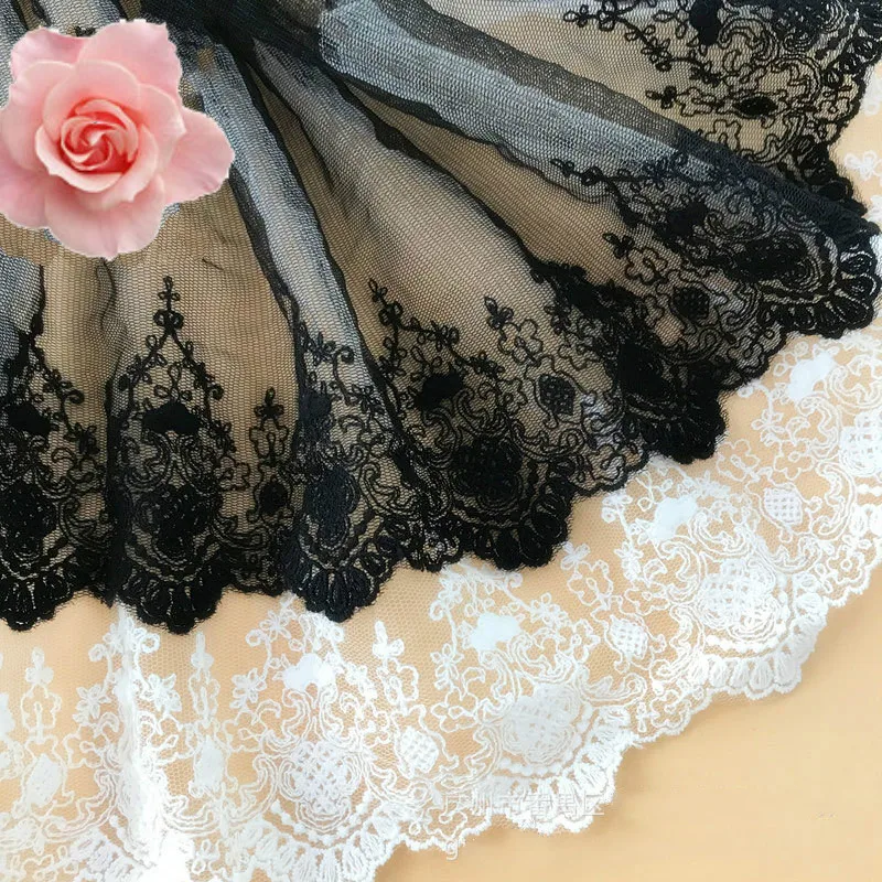 Бесплатная доставка черно-белая жесткая марлевая вышивка кружевная отделка