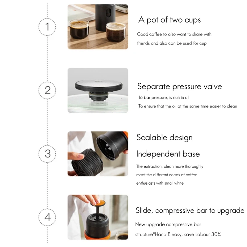 

Portable Espresso Maker Combos,Compact Travel Coffee Maker, Manually Operated, Compatible for Nespresso