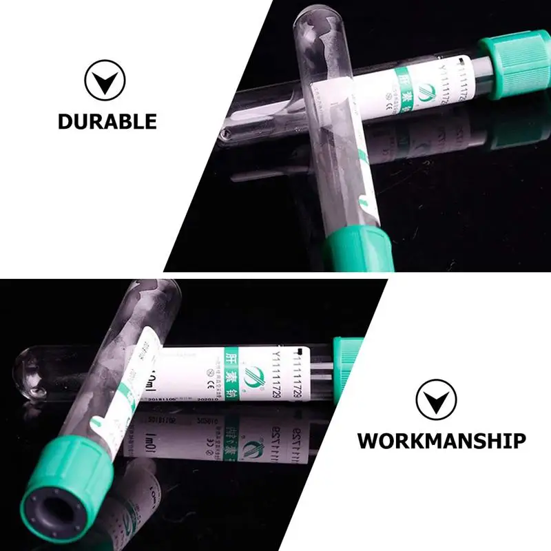 

100pcs Vacuum Blood Collection Tubes Heparin Sodium Tubes Glass Laboratory Tubes