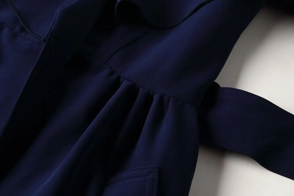 Женский Длинный Тренч с поясом кушаком повседневный однотонный подиумный