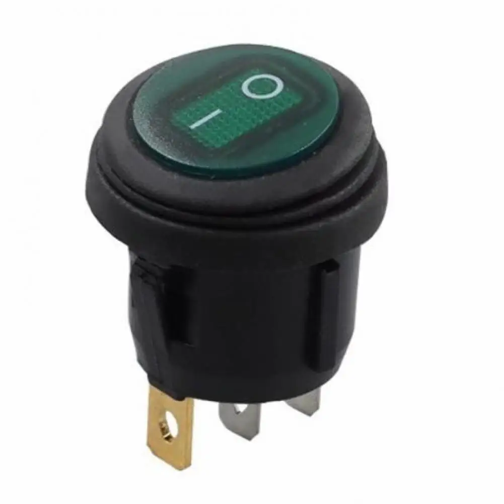 

6A 250VAC 10A 125VAC Rocker Switch Long-lasting Waterproof 3Pin Mini Lighted Circle Toggle Switch for Boat Accessories