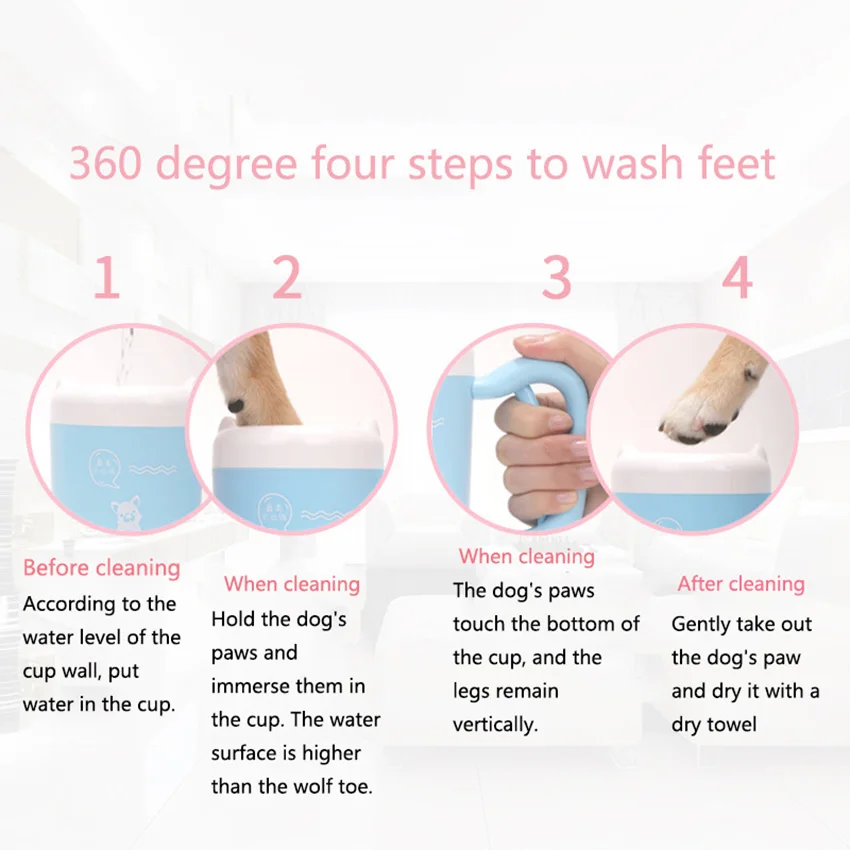 

Portable Dog Paw Cleaner Cup Soft Silicone Dogs Foot Clean Brush Quickly Washer Feet Tool For Large Dogs Cleaning Pet Supplies
