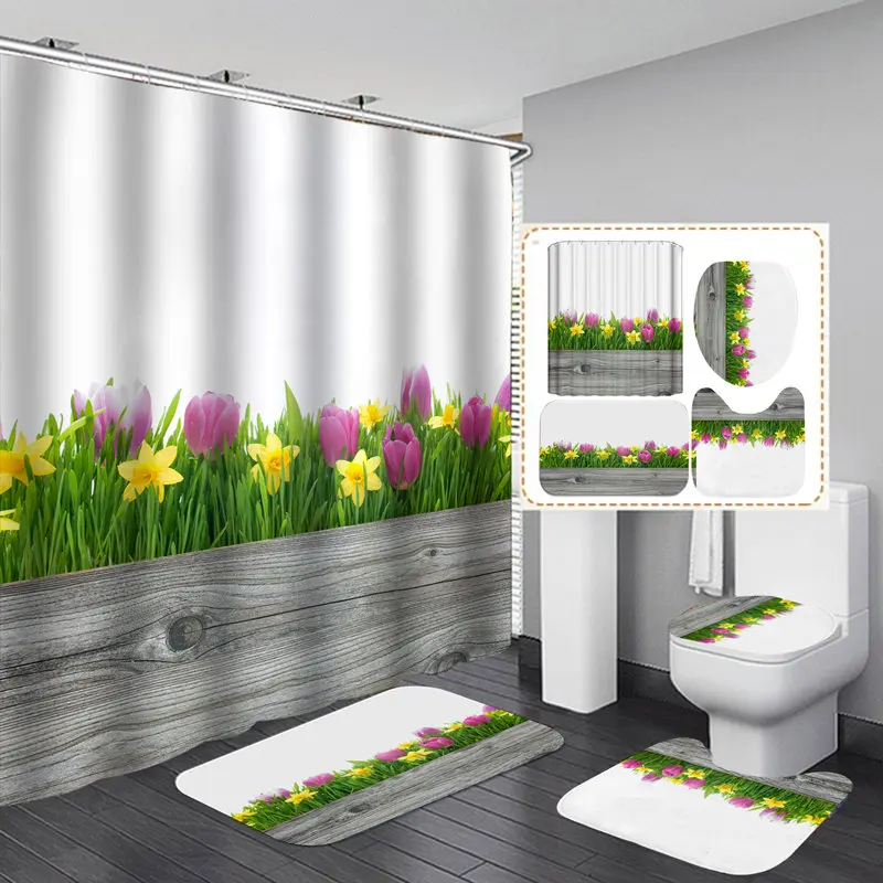 Фиолетовый Тюльпан фланелевый коврик для ванной чехол унитаза коврики тканевая